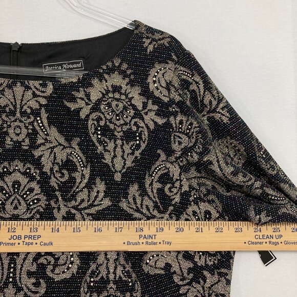 Jessica Howard size 18W Black Brown Damask Print Stretch Knit Dress Office - Picture 6 of 11